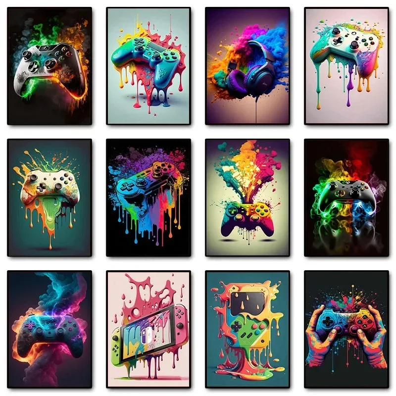 Gaming Accessories Wall - Renkli Pop Art Oyun Kumandası Oyun