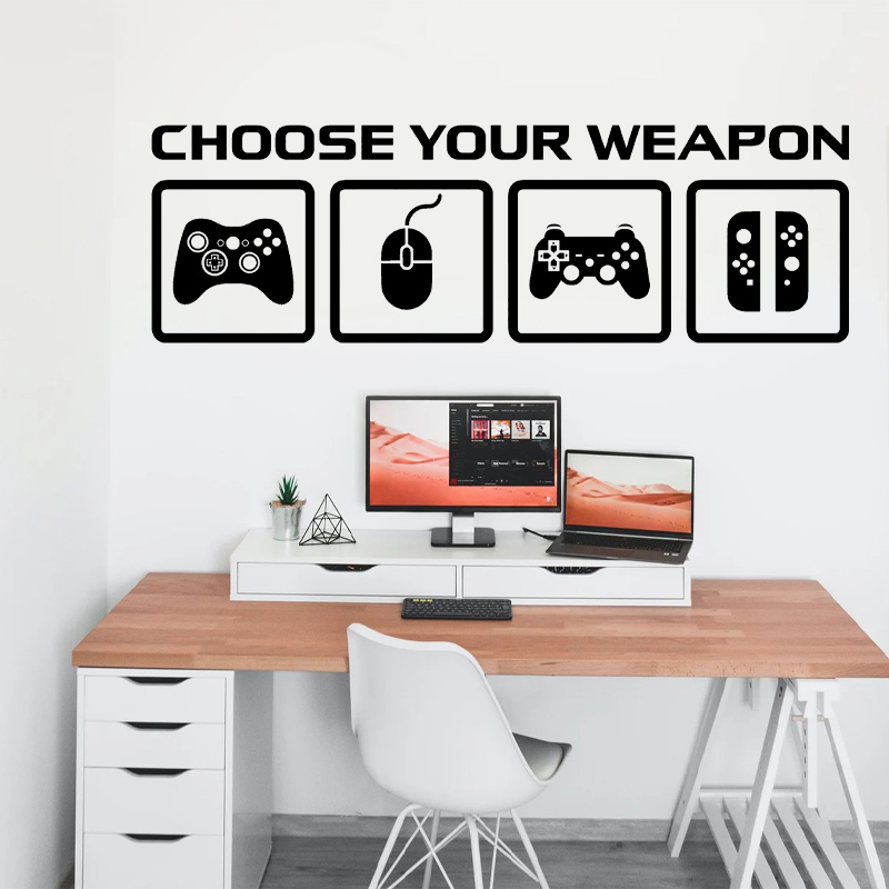 Gaming Accessories Wall - Video oyunu dekor duvar çıkartması silah