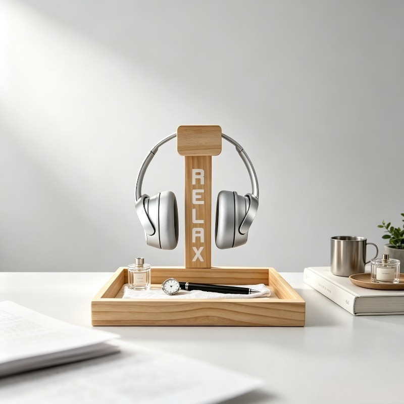 Gaming Accessories Rack - Ahşap Oyun Kulaklığı Standı, Kulaklık ve